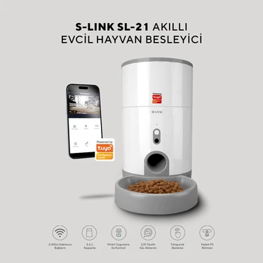 S-link Sl-21 Kameralı Akıllı Otomatik Mama Kabı Kedi Köpek Pet Besleyici Yem