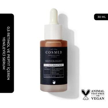 Cosmed %0.5 Retinol ve Peptit İçeren Yenileyici Serum - SKINOLOGIST %0.5 RETINOL SERUM 30