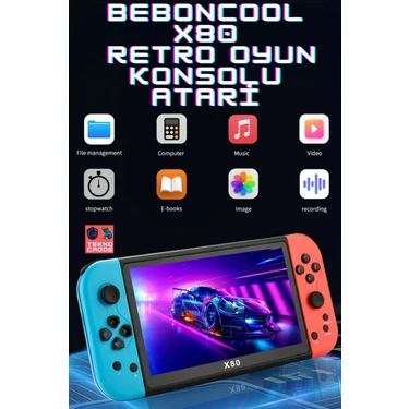 Beboncool X80 7inç LCD Geniş Ekran Hdmi 128BIT 10000+ Retro Arcade Oyun Konsolu