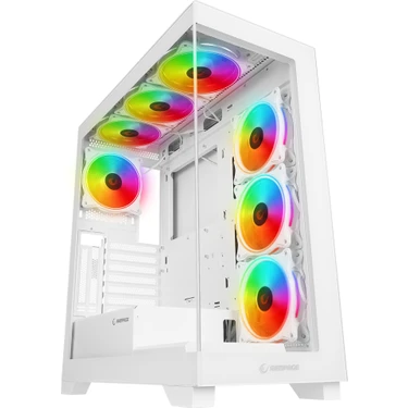 Rampage Hydra V3 Whıte Temperli Camlı Beyaz 7*12CM Rgb Fan Atx Mid-T Exclusive Gaming Oyuncu