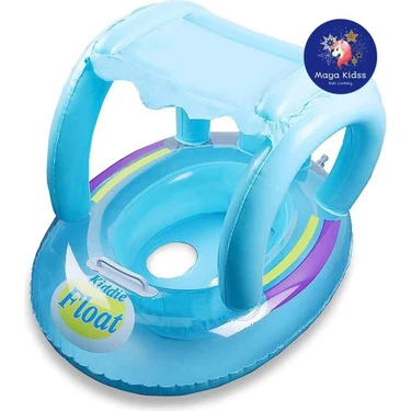 Mediterian Mavi Mavi Şişme Gölgelikli Bebe Flotörü Bebek Simiti Baby Boat