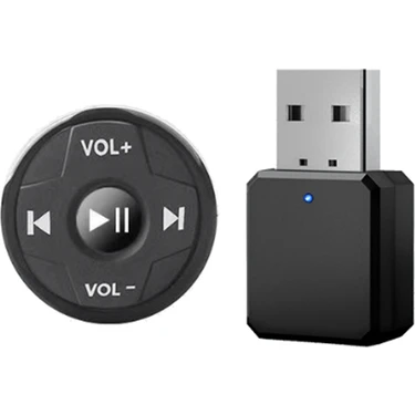 Guiwuu Araba USB Aux Alıcısı Kablosuz Bluetooth Medya Düğmesi Araç Direksiyon Çok Fonksiyonlu Düğme