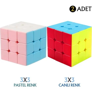 Göçmen Tuhafiye 2 Adet Zeka Küpü Sabır Küpü Rübik Küp 3X3X3 Rubik Küp Neon ve Pastel Renk Akıl ve