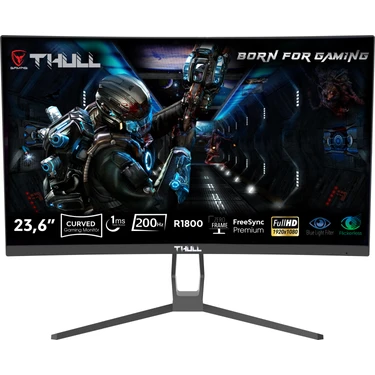 Thull Vision 23,6'' 1ms 200Hz Freesync Fhd LED (Hdmı+Dp) Va Frameless Curved Gaming Monitör
