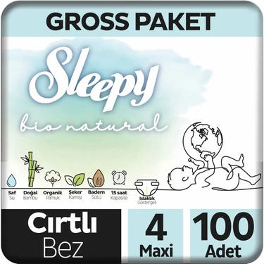 Sleepy Bio Natural Gross Paket Bebek Bezi 4 Numara Maxi 100