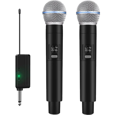 Coverzone Kablosuz Karaoke Mikrofonu 6.35mm Amfi Hoparlör İçin 600 Hz ila 800 KHz Çok Amaçlı Tak ve