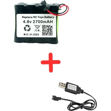 Tnl 4.8V 2700MAH Uzaktan Kumandalı Oyuncak Pili Bataryası Siyah Soket+Usb Şarj