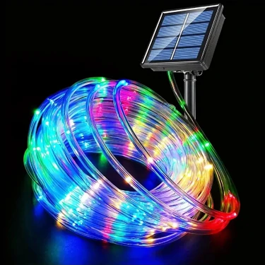 Dream Plus Solar Güneş Enerjili 10M Hortum  100 LED Şerit LED Işık Aydınlatma Dekorasyon Dış Mekan