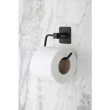 Evina Kare Yapışkanlı Siyah Açık Tuvalet Kağıtlığı Wc Kağıtlık
