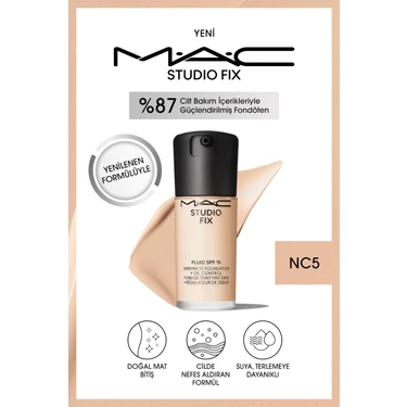 Mac Studıo Fıx Fluıd Spf 15 Mat Fondöten-Nc5 30