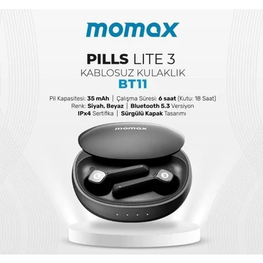 Momax Pills Lite True Wireless Kablosuz Kulaklik Siyah Fiyatı