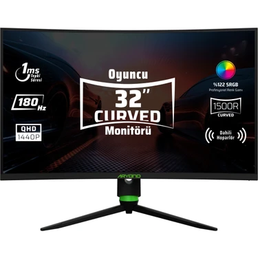 Monster Aryond A32 V2 32'' 180Hz QHD Curved Hoparlörlü Oyuncu