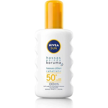 Nivea Sun hassas ciltler için SPF 50+ yüksek koruma sağlayan 200 ml güneş kremi, UVA/UVB