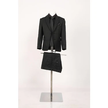 Siyah Renkli Doctor Junior Gabardin Slim Fit Erkek Çocuk Takım Elbise 6 Yaş Özel Günler
