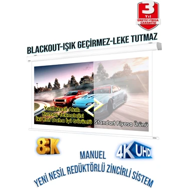 Gölge Stor En200cm Boy180cm Projeksiyon Perdesi Manuel Yeni Akıllı Kumaş 
Blackout-Işık Geçirmez 4K