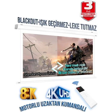 Gölge Stor En240cm Boy190cm Projeksiyon Perdesi Motorlu Yeni Akıllı Kumaş 
Blackout-Işık Geçirmez