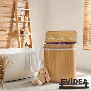 Deco & Style Deco&style Bambu Üç Hazneli Katlanır Çamaşır