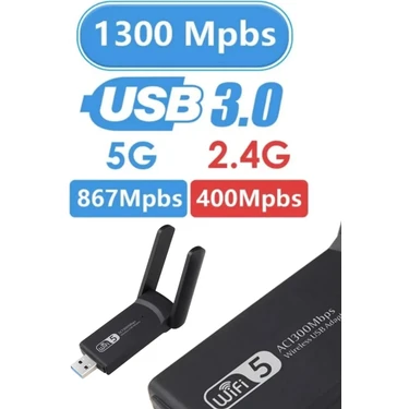 Grc Accessory 1300 Mbps Dual Band USB 3.0 Kablosuz Wifi Adaptör Kablosuz Wifi Alıcı 2.4ghz 5ghz