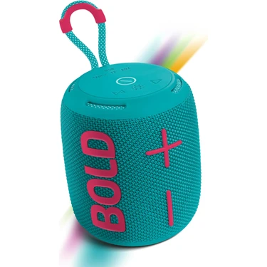 Powerway Bold Turkuaz Taşınabilir Ses Bombası Kablosuz Bluetooth Hoparlör Speaker Yüksek Sesli