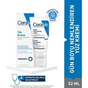 Cerave Nemlendirici Yüz Kremi Kuru Cilter için Hyalüronik Asit İçerikli  52