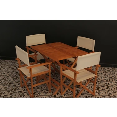 Ayzenbi Rejisör Masa Sandalye Seti 75X95 Katlanabilir Bahçe Balkon Teras Mutfak Masası