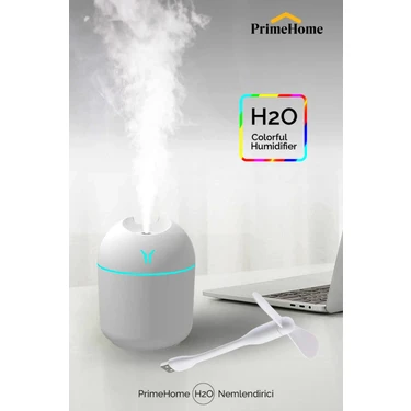 Prime Home Primehome H2O Humidifier hava Ultrasonik Ortam Oda Nemlendirici Buhar Makinası 250ML+