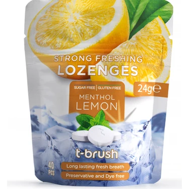 T-Brush Limon&nane Aromalı Ferahlatıcı Ağız Tableti 24 g Şekersiz Ağız Kokusu Önleyici