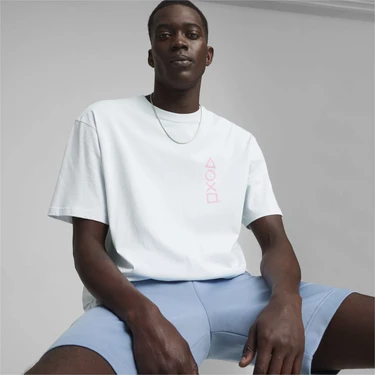 Puma Erkek Silver Mist Puma x Playstatıon Elevated Tee Açık Gri Erkek