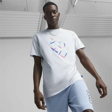 Puma Erkek Silver Mist Puma x Playstatıon Graphic Tee Açık Gri Erkek