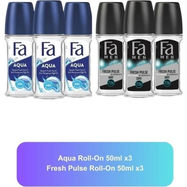 Fa Aqua ve Fresh Pulse Roll-On Set 3 Adet 50 ml 72 Saat Kuru Kalma
