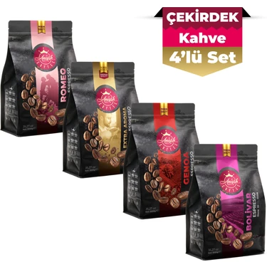 Anisah Coffee Espresso Çekirdek Kahve Seti | 4 x 1000G Bolivar, Genoa, Extra