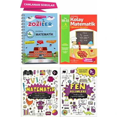 Zoziler 4.Sınıf (4lü Set) Matematik Canlanan Soru Bankası, Fen Bilgisi, Ödevlere Yardımcı Matematik