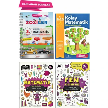 Zoziler 3.Sınıf (4lü Set) Matematik Canlanan Soru Bankası, Fen Bilgisi, Ödevlere Yardımcı Matematik