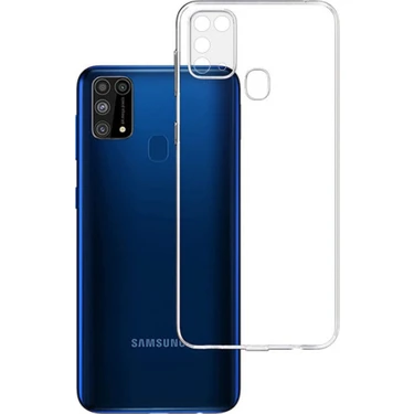 Fibaks Samsung Galaxy M21 Kılıf 3D kamera Korumalı Şeffaf Yumuşak Süper Silikon