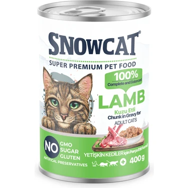 Snow Cat Premium Parça Etli Kuzulu Kedi Konservesi 400gr