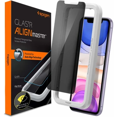 Spigen iPhone 11 / iPhone XR Privacy Hayalet Cam Ekran Koruyucu Kolay Kurulum AlignMaster -