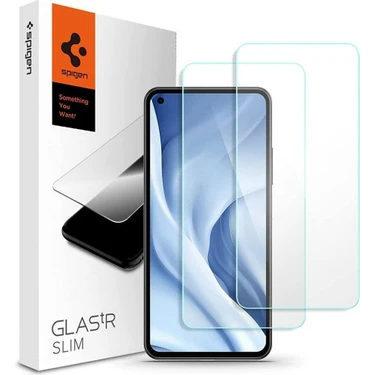 Spigen Xiaomi Mi 11 Lite 5G / Mi 11 Lite Cam Ekran Koruyucu Glas.tR Slim (2 Adet) -