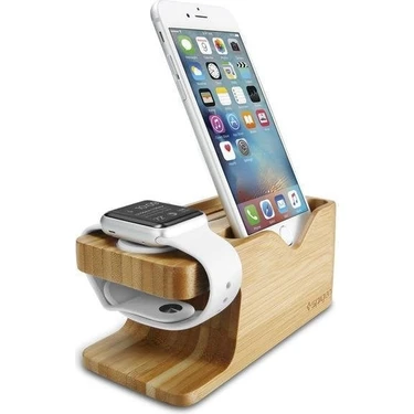 Spigen iPhone & Apple Watch için Stand Dock Şarj Ünitesi Duo 2in1 Wood -