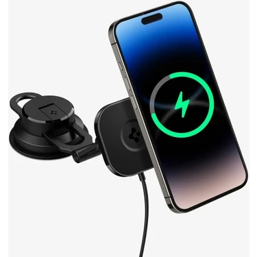 Spigen MagFit Dashboard Araç içi Telefon Tutucu + Manyetik Kablosuz Şarj Cihazı iPhone için MagSafe