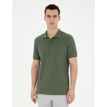 Pierre Cardin Erkek Haki Regular Fit Basic Tişört