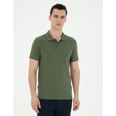 Pierre Cardin Erkek Haki Slim Fit Basic Tişört