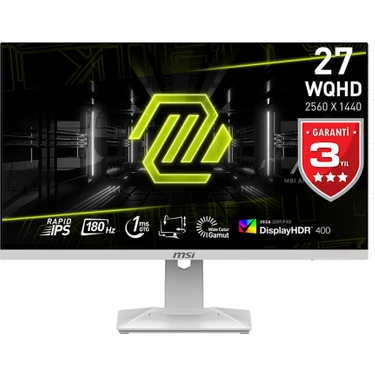MSI 27" MAG 274QRFW 2560x1440 (WQHD) 16:9 FLAT RAPID IPS 180HZ 1MS FREESYNC BEYAZ GAMING