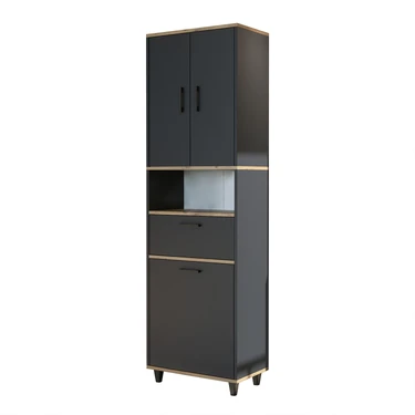 Roomart Çamaşır Sepetli Banyo Dolabı, Çok Amaçlı Çekmeceli Dolap 60 x 200