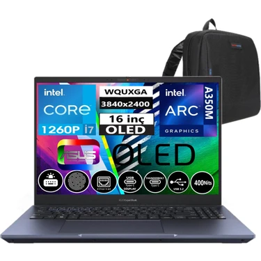 Asus Expertbook B5602CBN-I71260165 Intel Core I7 1260P 40GB Ddr5 1tb SSD 16" OLED 4gb ARCA350M