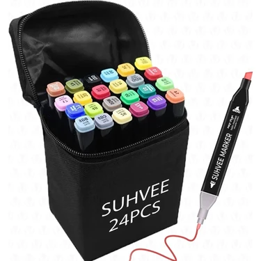 Numune Market Suhvee 24'lü Çift Taraflı Art Marker Keçeli Kalem Seti Hediye
