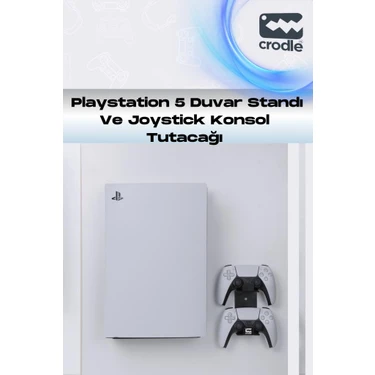 Crodle 2'li Fırsat PS5 ve PS5 Slim Duvar Standı Joystick Konsol Tutacağı Yerden Tasarruf Gaming