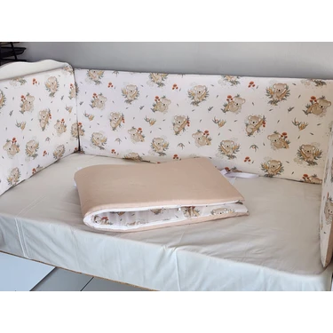 Babynest Dünyası 80X140 Beşik 4 Kenar Koruma Takımı Çift Yönlü ve Fermuarlı Astarlı Ayıcık