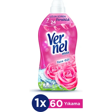 Vernel Max Konsantre Sıvı Çamaşır Yumuşatıcısı Taze Gül 1440ml (60