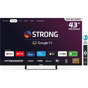 Strong MT43EG4000F 43’’ 109CM Ekran Frameless Full Hd Uydu Alıcılı Google