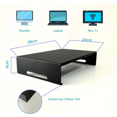 Hero Dizayn Monitör Standı - Laptop Standı - Monitör Yükseltici - Metal -Mat